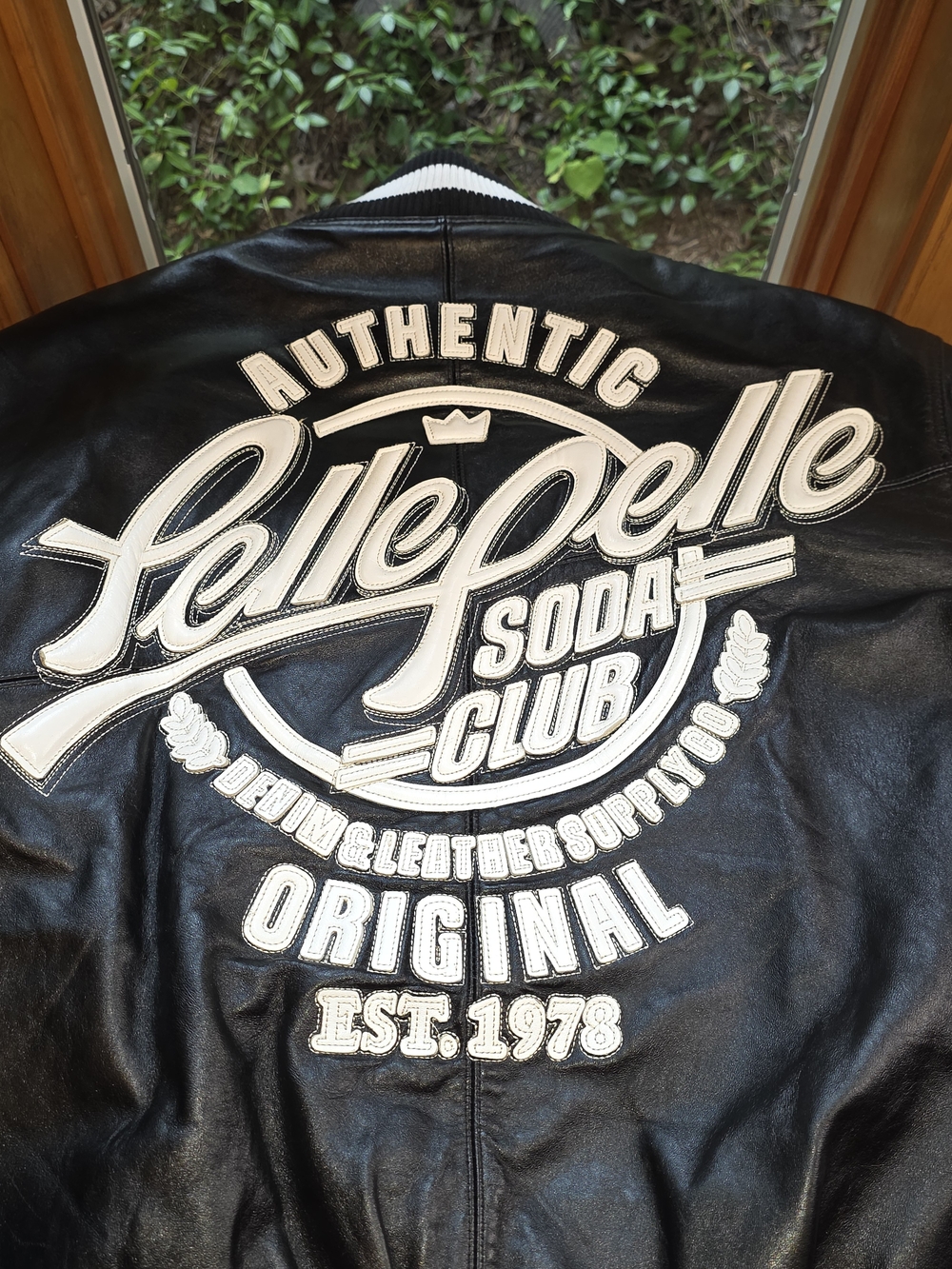 PELLE PELLE SODA CLUB Black Leather Varsity Jacket SZ 52